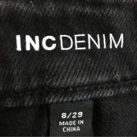 INC DENIM Embroidered Black Shorts Size 8 - Picture 5 of 7